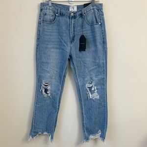 Light Blue Distressed Ankle Jeans